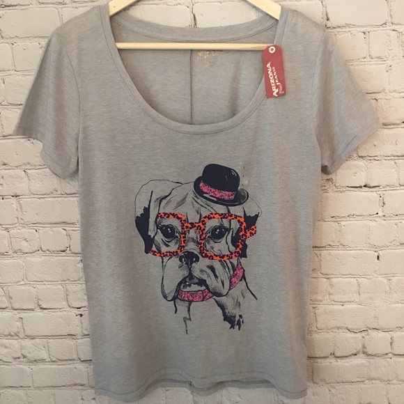 NWT Arizona Jean Co. Tee Shirt, Dog,Hat,Glasses - Picture 1 of 6